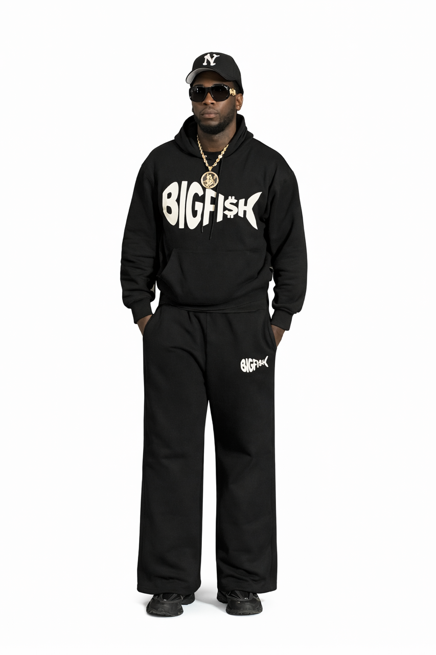 Jet Black Premium Big Fish Flare Sweatsuit